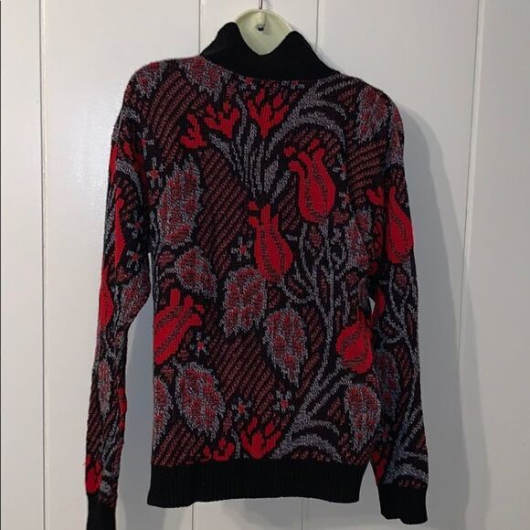 Vtg 80s/90s Venezia red & black acrylic sweater - Picture 5 of 8